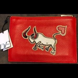 DVF Zodiac Pouch Leather Clutch